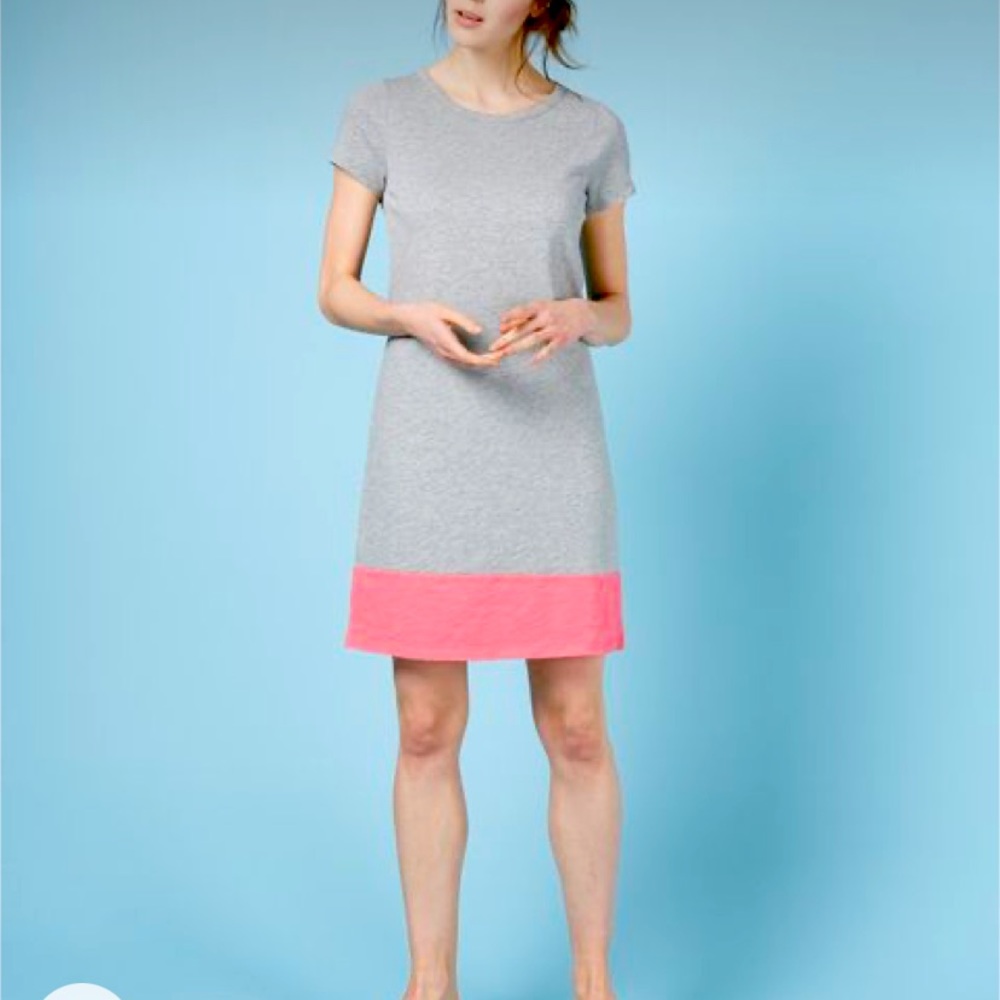 Boden Gray and Pink Color Block Tee Shirt Dress